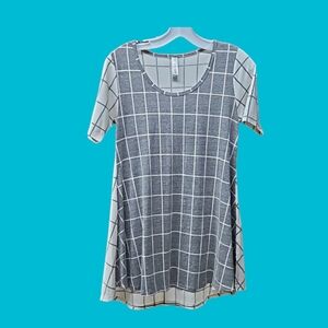 LulaRoe, Sz XXS, Grey, White, Grid Pattern,Swing Style, Simply Comfortable
